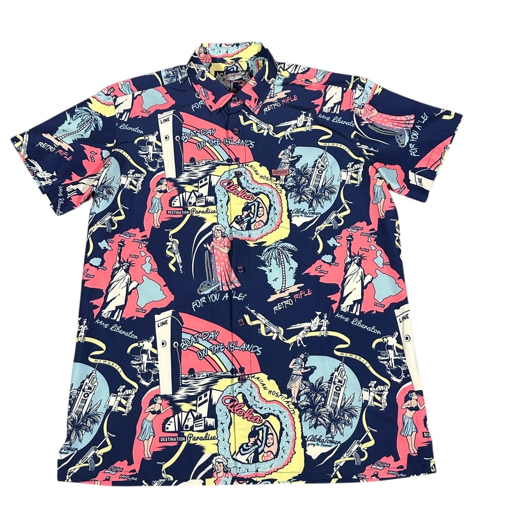 Retro‎ Rifle Button Down Shirts Mens Large Multicolor The Swayze Ocean Drive 2pk - Picture 2 of 13